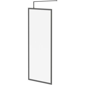 8mm Clear Glass Gunmetal Grey 1850mm x 800mm Fully Framed Walk In Shower Screen including Wall Channel and Support Bar - Colore 8mm Clear Glass Gunmetal Grey 1850mm x 800mm Fully Framed Walk In Shower Screen including Wall Channel and Support Bar - Colore