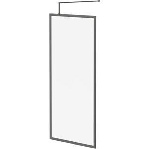 8mm Clear Glass Gunmetal Grey 1850mm x 900mm Fully Framed Walk In Shower Screen including Wall Channel and Support Bar - Colore 8mm Clear Glass Gunmetal Grey 1850mm x 900mm Fully Framed Walk In Shower Screen including Wall Channel and Support Bar - Colore