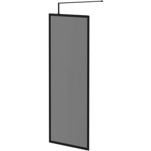 8mm Smoked Glass Matt Black 1950mm x 800mm Fully Framed Walk In Shower Screen including Wall Channel and Support Bar - Colore 8mm Smoked Glass Matt Black 1950mm x 800mm Fully Framed Walk In Shower Screen including Wall Channel and Support Bar - Colore