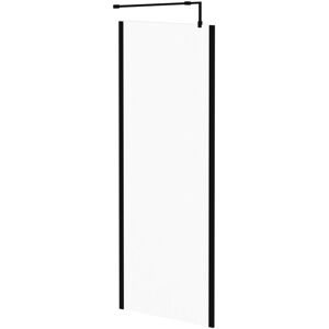 8mm Clear Glass Matt Black 1850mm x 800mm Walk In Shower Screen including Wall Channel with End Profile and Support Bar - Colore 8mm Clear Glass Matt Black 1850mm x 800mm Walk In Shower Screen including Wall Channel with End Profile and Support Bar - Colore