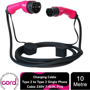 Cord - ev Charging Cable Type 2 to Type 2 Three Phase Cable 230v 22kw, 10m - Pink Cord - ev Charging Cable Type 2 to Type 2 Three Phase Cable 230v 22kw, 10m - Pink