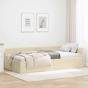 Corner Bed Frame Cream 80 x 200 cm Fabric and Engineered wood vidaXL Corner Bed Frame Cream 80 x 200 cm Fabric and Engineered wood vidaXL
