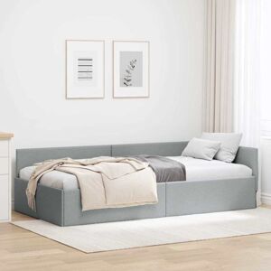Corner Bed Frame with Headboard Light grey 90 x 190 cm vidaXL Corner Bed Frame with Headboard Light grey 90 x 190 cm vidaXL
