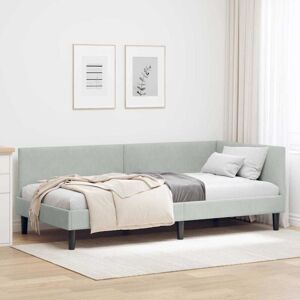 Corner Bed Frame with Headboard Light grey 90 x 190 cm vidaXL Corner Bed Frame with Headboard Light grey 90 x 190 cm vidaXL