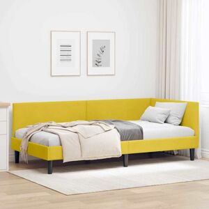 Corner Bed Frame Yellow 80 x 200 cm Velvet and Engineered wood vidaXL Corner Bed Frame Yellow 80 x 200 cm Velvet and Engineered wood vidaXL
