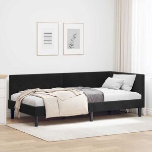 Corner Bed Frame Black 100 x 200 cm Velvet and Engineered wood vidaXL Corner Bed Frame Black 100 x 200 cm Velvet and Engineered wood vidaXL