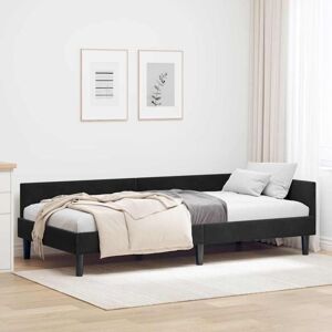 Corner Bed Frame Black 100 x 200 cm Velvet and Engineered wood vidaXL Corner Bed Frame Black 100 x 200 cm Velvet and Engineered wood vidaXL