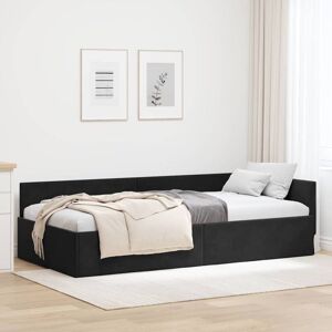 Corner Bed Frame Black 100 x 200 cm Velvet and Engineered wood vidaXL Corner Bed Frame Black 100 x 200 cm Velvet and Engineered wood vidaXL