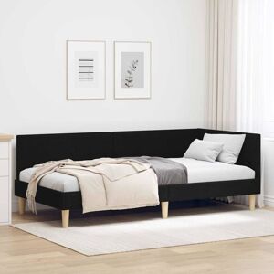 Corner Bed Frame Black 80 x 200 cm Fabric and Engineered wood vidaXL Corner Bed Frame Black 80 x 200 cm Fabric and Engineered wood vidaXL