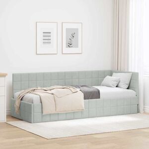 Corner Bed Frame Light Grey 80 cm x 200 cm Velvet vidaXL Corner Bed Frame Light Grey 80 cm x 200 cm Velvet vidaXL