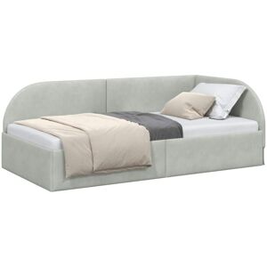 Corner Bed Frame Light Grey 80 cm x 200 cm Velvet vidaXL Corner Bed Frame Light Grey 80 cm x 200 cm Velvet vidaXL