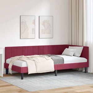 Corner Bed Frame with Headboard Wine red 100 x 200 cm Velvet vidaXL Corner Bed Frame with Headboard Wine red 100 x 200 cm Velvet vidaXL