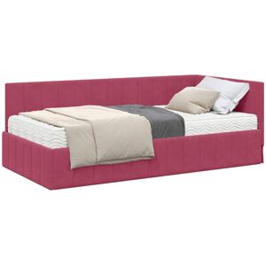 Corner Bed Frame with Mattress Wine red 90 x 190 cm Velvet vidaXL Corner Bed Frame with Mattress Wine red 90 x 190 cm Velvet vidaXL