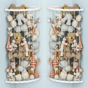 SANS MARQUE Corner wall storage for stuffed animals, metal storage for soft toys, adjustable hanging shelf, for children's rooms, playrooms, bedrooms (2PCS-White) SANS MARQUE Corner wall storage for stuffed animals, metal storage for soft toys, adjustable hanging shelf, for children's rooms, playrooms, bedrooms (2PCS-White)