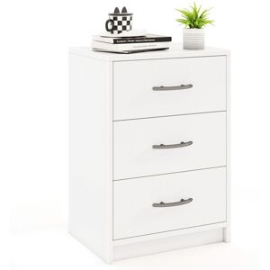 3-Drawer Nightstand Modern Bedside Table Accent Sofa Side Table-White - Costway 3-Drawer Nightstand Modern Bedside Table Accent Sofa Side Table-White - Costway