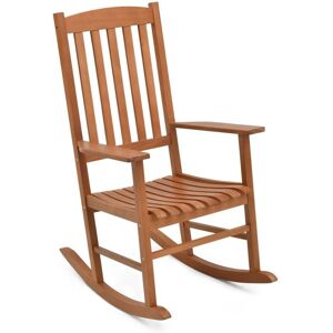 COSTWAY Outdoor Rocking Chair Eucalyptus Wood Chair Ergonomic Slatted Rocker COSTWAY Outdoor Rocking Chair Eucalyptus Wood Chair Ergonomic Slatted Rocker