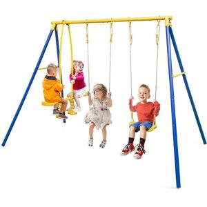 Costway - Kids Metal Swing Set Heavy-Duty Gardens Kids Playset w/2 Swing Seats Costway - Kids Metal Swing Set Heavy-Duty Gardens Kids Playset w/2 Swing Seats