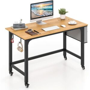 Costway - Mobile Computer Desk 120cm Home Office Desk w/ Storage Bag-Natural Costway - Mobile Computer Desk 120cm Home Office Desk w/ Storage Bag-Natural