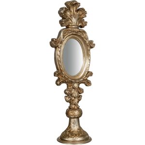 Biscottini - countertop mirror in wood with antique silver leaf finish made in italy Biscottini - countertop mirror in wood with antique silver leaf finish made in italy