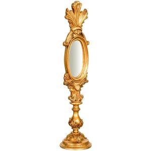 Biscottini - countertop wooden mirror with antique gold leaf finish made in italy Biscottini - countertop wooden mirror with antique gold leaf finish made in italy