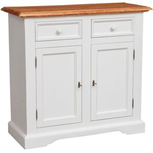 Biscottini - Country style, solid lime wood antiqued white frame top natural finish W110xDP45xH103 cm sized sideboard. Made in Italy Biscottini - Country style, solid lime wood antiqued white frame top natural finish W110xDP45xH103 cm sized sideboard. Made in Italy