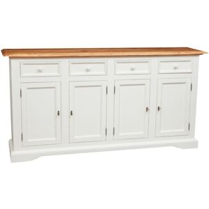 Biscottini - Country -style solid lime wood antiqued white frame top natural finish W202xDP45xH103 cm sized sideboard. Made in Italy Biscottini - Country -style solid lime wood antiqued white frame top natural finish W202xDP45xH103 cm sized sideboard. Made in Italy