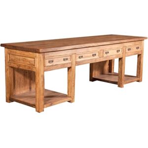 Biscottini - Country-style solid lime wood , natural finish W300xDP90xH97 cm sized peninsula unit. Made in Italy Biscottini - Country-style solid lime wood , natural finish W300xDP90xH97 cm sized peninsula unit. Made in Italy