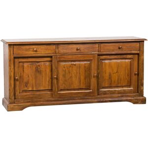 Biscottini - Country-styole solid lime wood walnut finish, W197xDP50xH91 cm sized sideboard. Made in Italy Biscottini - Country-styole solid lime wood walnut finish, W197xDP50xH91 cm sized sideboard. Made in Italy