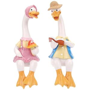 TLILY Couple Duck Garden Statues Cartoon Resin Cute Sitting Chicken Sculpture Goose Lovers Figurine Gift Decoration for Home-B TLILY Couple Duck Garden Statues Cartoon Resin Cute Sitting Chicken Sculpture Goose Lovers Figurine Gift Decoration for Home-B