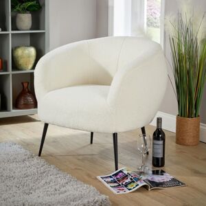 HOME SOURCE Cozy Round Back White Faux Fur Accent Chair Plush Seating Modern Home Decor HOME SOURCE Cozy Round Back White Faux Fur Accent Chair Plush Seating Modern Home Decor