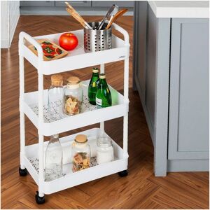 TONCHEAN Craft Cart, Rolling Cart, 3-Tier Rolling Cart with Wheels, Shelf, Bathroom Cart, Storage Pages, Rolling Stand, White TONCHEAN Craft Cart, Rolling Cart, 3-Tier Rolling Cart with Wheels, Shelf, Bathroom Cart, Storage Pages, Rolling Stand, White