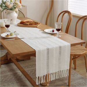 YMYNY Cream Beige Table Runner, 15 x 72 inches, Boho Table Runner with Tassels, Rustic Style Table Runner for Dinner Parties, Holidays, Dining Room, YMYNY Cream Beige Table Runner, 15 x 72 inches, Boho Table Runner with Tassels, Rustic Style Table Runner for Dinner Parties, Holidays, Dining Room,