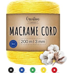 CREATIVE DECO Cotton Macrame Cord 3 mm x 200 m Yellow CREATIVE DECO Cotton Macrame Cord 3 mm x 200 m Yellow