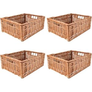 CREATIVE HOME Set of 4 Natural Wicker Storage Baskets - 40 x 30 x 16 cm CREATIVE HOME Set of 4 Natural Wicker Storage Baskets - 40 x 30 x 16 cm