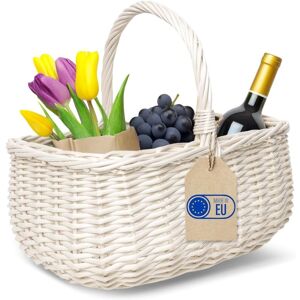 CREATIVE HOME Handmade Wicker Picnic Basket White 36 x 26 x 31 cm CREATIVE HOME Handmade Wicker Picnic Basket White 36 x 26 x 31 cm