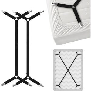 Linghhang - Criss-Cross Bed Sheet Holder Straps - Black 2pcs Sheet Stays Suspenders Hold Fitted or Flat Sheet in Place - for Twin Queen King Mattress Linghhang - Criss-Cross Bed Sheet Holder Straps - Black 2pcs Sheet Stays Suspenders Hold Fitted or Flat Sheet in Place - for Twin Queen King Mattress