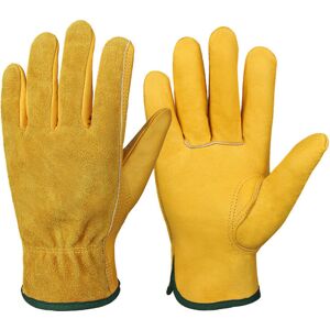 Csparkv - 1 Pair Thorn Proof Gardening Gloves for Men Women, Yellow Leather Work Gloves, Full Finger Gardening Gloves, xl Csparkv - 1 Pair Thorn Proof Gardening Gloves for Men Women, Yellow Leather Work Gloves, Full Finger Gardening Gloves, xl