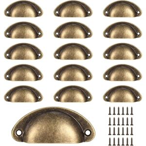 Csparkv - 16 Pcs Shell Cup Handles, Vintage Drawer Pull Handles, Retro Semicircle Kitchen Cupboard Door Handles and Knobs, Furniture Dresser Door Csparkv - 16 Pcs Shell Cup Handles, Vintage Drawer Pull Handles, Retro Semicircle Kitchen Cupboard Door Handles and Knobs, Furniture Dresser Door