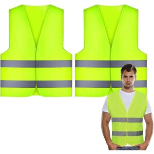 CSPARKV 2 pcs Safety Vest, Yellow Reflective Safety Vest, High Visibility Fluorescent Reflective Vest for Men and Women, Universal Size, 360° Reflective, for CSPARKV 2 pcs Safety Vest, Yellow Reflective Safety Vest, High Visibility Fluorescent Reflective Vest for Men and Women, Universal Size, 360° Reflective, for