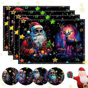 CSPARKV 4 PCS Christmas Placemats, Christmas Table Plate Mats, Christmas Table Plate Mats, Washable Christmas Table Decoration, Non-Slip and Heat CSPARKV 4 PCS Christmas Placemats, Christmas Table Plate Mats, Christmas Table Plate Mats, Washable Christmas Table Decoration, Non-Slip and Heat