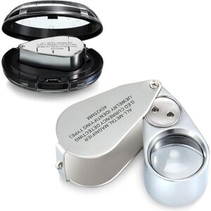 Csparkv - 40X Metal Illuminated Jeweler Loupe Jewelry Magnifier Foldable Handheld Jewelry Magnifier with led and Light for Jewelry and Coin Inspection Csparkv - 40X Metal Illuminated Jeweler Loupe Jewelry Magnifier Foldable Handheld Jewelry Magnifier with led and Light for Jewelry and Coin Inspection
