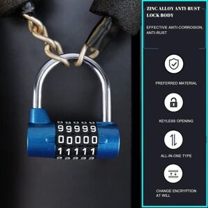 Csparkv - 5 Digit Combination Lock, 2 Pcs Gym Lock, Can Be Resettable Combination Locks for Locker, Toolbox, Fences, Bicycle, etc Blue Csparkv - 5 Digit Combination Lock, 2 Pcs Gym Lock, Can Be Resettable Combination Locks for Locker, Toolbox, Fences, Bicycle, etc Blue