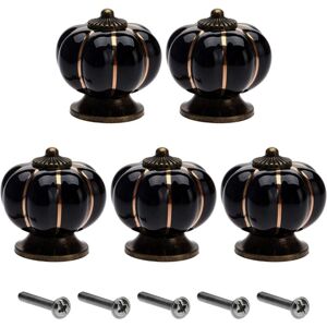 5Pcs 40mm Vintage Drawer Knobs Furniture Knob Ceramic Handle Cupboard Door Knob Pumpkin Knob for Cabinet Sideboard Dresser Kitchen - Black - Csparkv 5Pcs 40mm Vintage Drawer Knobs Furniture Knob Ceramic Handle Cupboard Door Knob Pumpkin Knob for Cabinet Sideboard Dresser Kitchen - Black - Csparkv