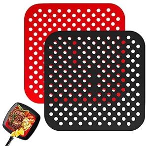 Csparkv - Air Fryer Mats 2 Pcs Reusable Silicone Air Fryer Liner Non-Stick Square Air Fryer Rack (8.5 Inch Square) Csparkv - Air Fryer Mats 2 Pcs Reusable Silicone Air Fryer Liner Non-Stick Square Air Fryer Rack (8.5 Inch Square)