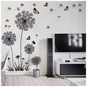 Csparkv - Wall stickers dandelion flowers black (165x130 cm) i butterfly plants branch tree i wall sticker sticker for living room bedroom kitchen Csparkv - Wall stickers dandelion flowers black (165x130 cm) i butterfly plants branch tree i wall sticker sticker for living room bedroom kitchen