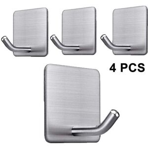 SHINING HOUSE Bathroom Hooks Set of 4 Heavy Duty Adhesive Hooks Stick on Wall Door Cabinet Stainless Steel Towel Rack Clothes Hooks Self Adhesive Holders for SHINING HOUSE Bathroom Hooks Set of 4 Heavy Duty Adhesive Hooks Stick on Wall Door Cabinet Stainless Steel Towel Rack Clothes Hooks Self Adhesive Holders for