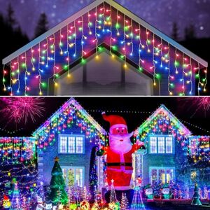 BEIJIYI Curtain Lights, 10m 300 LED Outdoor Christmas Lights, 8 Modes IP44 Waterproof LED Christmas Lights for Balcony Roof Christmas Wedding, Colorful BEIJIYI Curtain Lights, 10m 300 LED Outdoor Christmas Lights, 8 Modes IP44 Waterproof LED Christmas Lights for Balcony Roof Christmas Wedding, Colorful