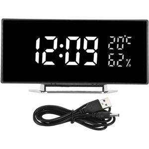 GROOFOO Curved Digital Clock LED Mirror Backlight 3 Level Brightness Desktop Clock with Temperature Humidity Display White Light GROOFOO Curved Digital Clock LED Mirror Backlight 3 Level Brightness Desktop Clock with Temperature Humidity Display White Light