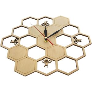 TLILY Cut Wood Clock on Honey Comb Hexagon Nature Watch Wall Geometric Kitchen Art Decor TLILY Cut Wood Clock on Honey Comb Hexagon Nature Watch Wall Geometric Kitchen Art Decor