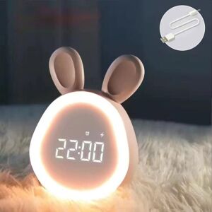 LUNSY Cute rabbit alarm clock with night light continuously dimmable LED digital alarm clock for boys and girls - Pink LUNSY Cute rabbit alarm clock with night light continuously dimmable LED digital alarm clock for boys and girls - Pink